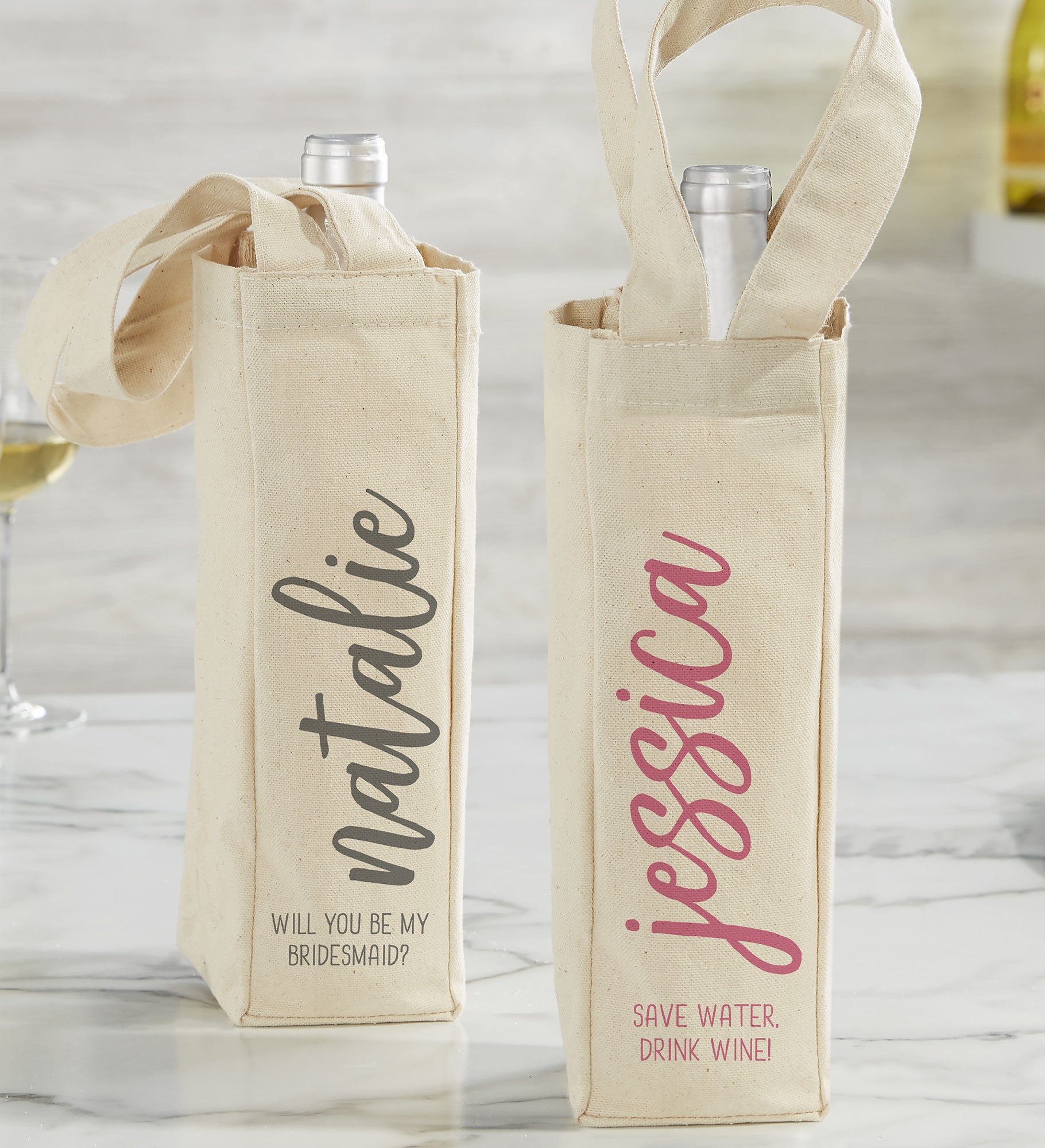 Scripty Style Personalized Wine Tote Bag